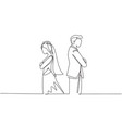 single continuous line drawing divorced married vector image vector image