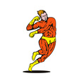 cartoon super hero running punching vector image