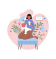 happy woman with newborn baby vector image