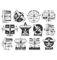 flying academy pilot school and air tour icon set vector image vector image