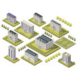 isometric university set vector image vector image