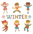 jumping winter kids vector image