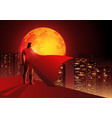 silhouette of a superhero standing on the edge vector image vector image