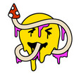 acid smile face with brain melted rave vector image