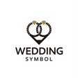 wedding rings with love logo icon template vector image vector image