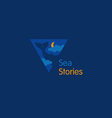 creative logo sea stories the whale in cloud vector image