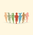 group of children running together graphic vector image vector image