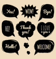 set of speech bubbles in comic style hand vector image