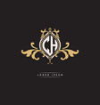 ch logo monogram ornamental geometric vintage vector image