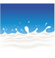 milk waves and splash on blue background vector image vector image
