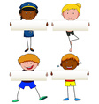 people holding blank banner vector image