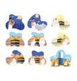 hajj pilgrimage with people and icons scenes vector image