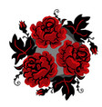 vintage ukrainian red and black roses in circle vector image