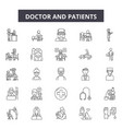 doctor and patients line icons signs set vector image
