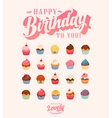 happy birthday cute cupcake set vector image vector image
