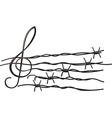 musical notes tearing barbed wire vector image vector image