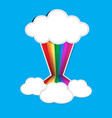 rainbow paper and cloud with shadow on blue vector image vector image