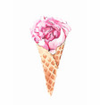 waffle cone with pink ice cream vector image