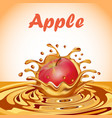 a splash of juice from falling apple and drop vector image