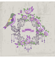 vintage card - with retro frame flowers and birds vector image vector image