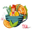 girl in a cup of tea vector image vector image