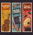 guitar trumpet vinyl records music instruments vector image vector image
