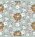 seamless flowers vintage hand drawn brown beige vector image vector image