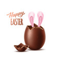3d broken chocolate egg easter symbol vector image