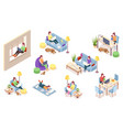 set isolated woman at workplace vector image