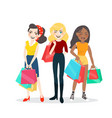 cartoon woman group with shopping bag vector image
