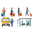 transportation set with people traveling vector image