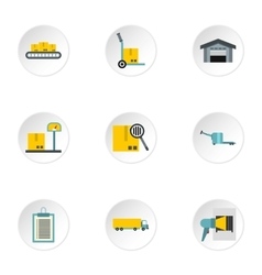 Warehouse icons set flat style Royalty Free Vector Image