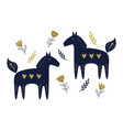 banner with horses and flowers in scandinavian vector image vector image
