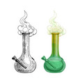 bong with smoke vintage hatching hand vector image vector image