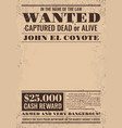reward poster western wanted dead or alive banner vector image vector image