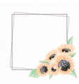 watercolor yellow sunflower bouquet wreath frame vector image vector image