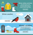 winter vacation banner horizontal set flat style vector image