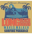 long beach surfing t-shirt graphic design vector image vector image