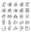bathroom hygiene set line style icon vector image