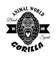 gorilla head monochrome emblem label vector image
