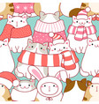 seamless christmas patterns with cute fat cats vector image vector image