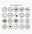 black and golden hand drawn cute circle hearts vector image