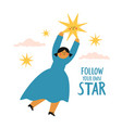 with cute happy girl in blue dress flying vector image vector image