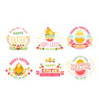 happy easter isolated icons religious holiday cake vector image vector image