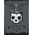 hard rock king grunge music poster skull vector image vector image