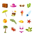 beach multicolored icons set vector image