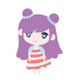 Kids cute little girl anime cartoon character Vector Image