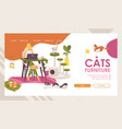 cats furniture landing page template woman vector image