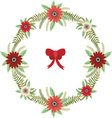 christmas floral wreath with red bow set vector image