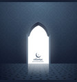 mosque door with white light coming inside vector image